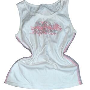 Y2k vintage pink and white Harley Davidson tank